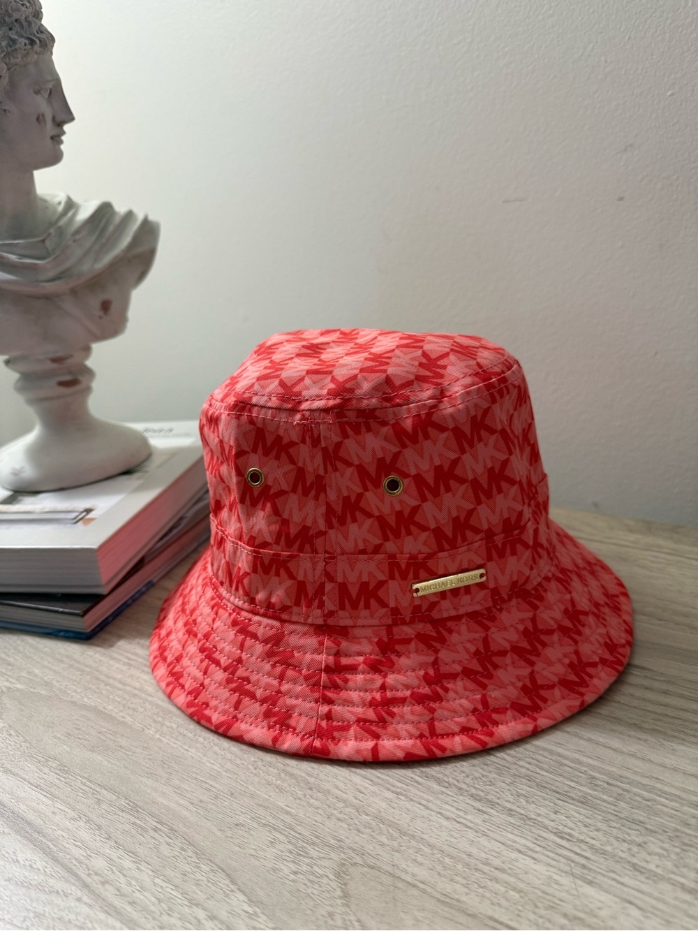 Michael Kors Kids Red MK Monogram Bucket Hat